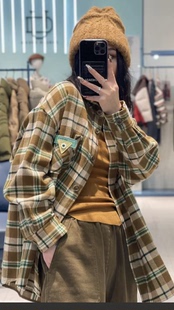 品质超好 正品 含绵羊毛成份 剪吊牌 柚丁洋气格子衬衫