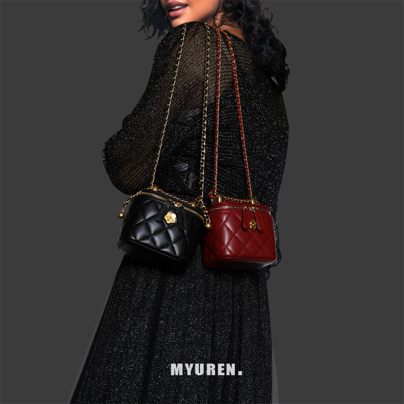 麦渔人链条包迷你小方包菱格