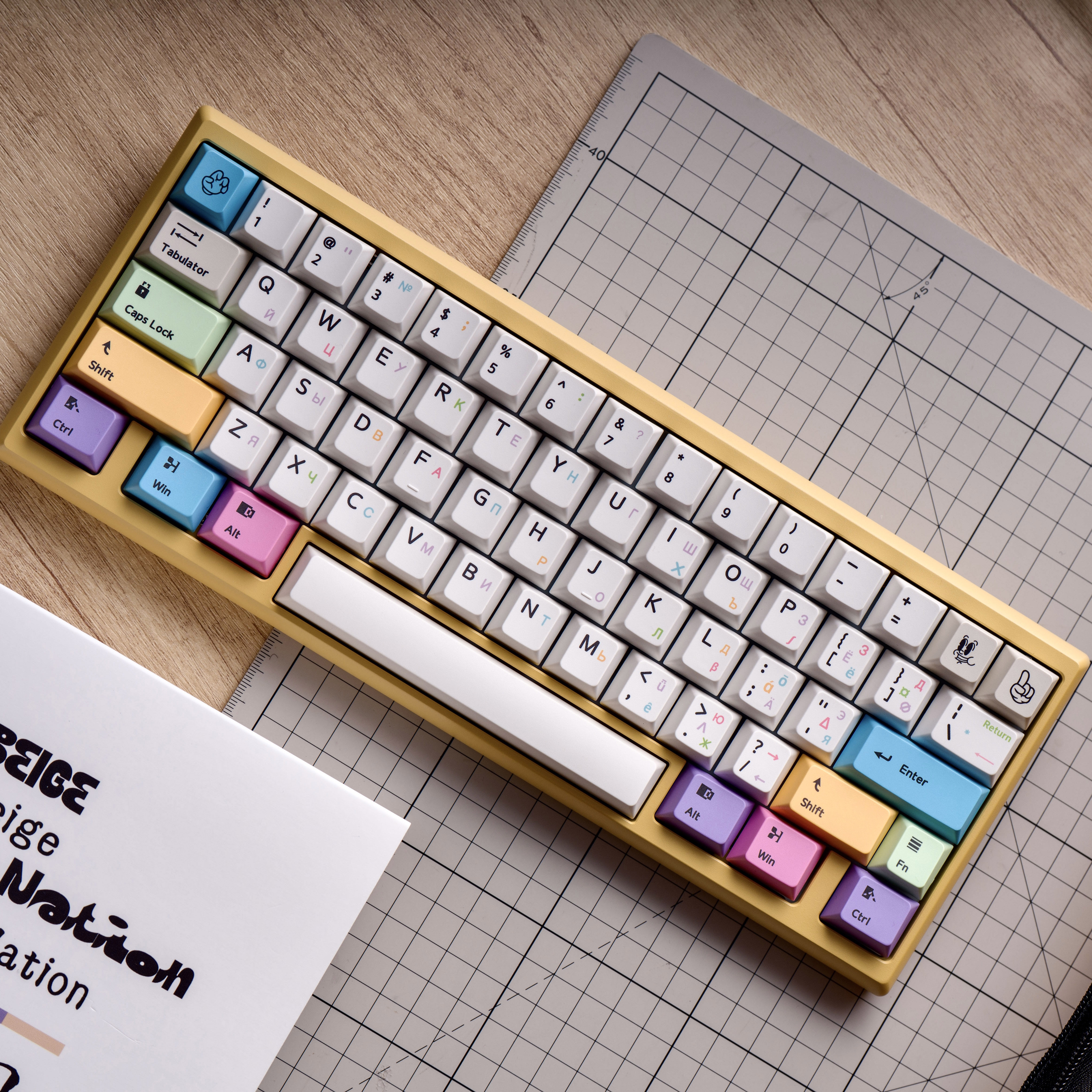 thumbnail for Rainbow Country Retro Rubber Tube Wind Beige Gray White Original Keycaps Daredevil Mechanical Magnetic Shaft