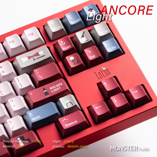 怪物键造安可拉红粉灯金属漆键帽