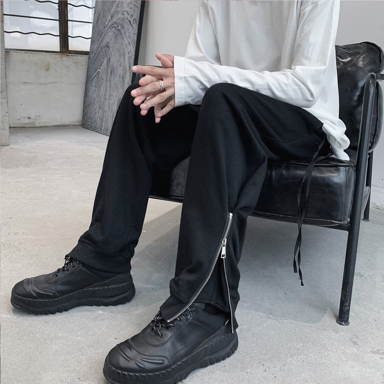 K28-P50秋装男士潮流拉链设计休闲卫裤学生运动裤篮球裤,男装休闲裤,电商B327