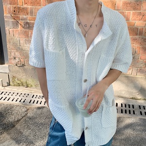 主推款~夏天男女中性潮流休闲短袖开衫毛衣 M01-P55  尺码M-3XL图片