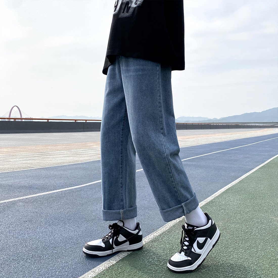 男士夏天蓝色休闲牛仔裤宽松直筒裤子N18-P40，男装牛仔裤，电商B327