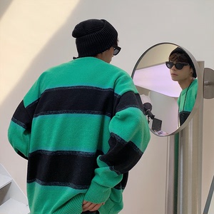 秋冬新款男女同款套头圆领条纹毛衣针织衫外套B327-BKM03-P68