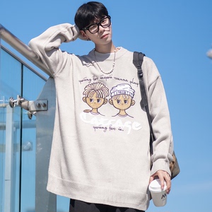 直播品质-秋冬男士宽松圆领套头毛衣刺绣毛线衫 BKM14-P85图片