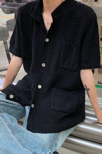 四季款男女中性潮流休闲短袖百搭开衫毛衣 M01-P55   主推尺码M-3图片