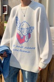 现货-B327-BKM05-P75-秋冬男女宽松印花毛衣保暖针织衫圆领线衣，男装针织衫/毛衣，电商B327