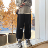 K003-P50~21/春款现货女模港风宽松运动裤束脚休闲裤男针织卫裤，男装休闲裤，电商B327