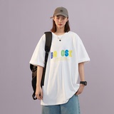 抖音直播200克港風(fēng)男女中性短袖T恤休閑體恤T18-P25控38，女裝T恤，電商B327