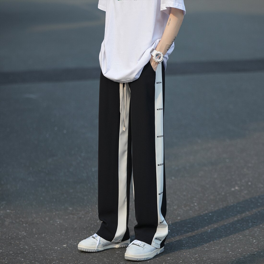 K08-P55  尺码S-5XL 高品质直播款男女宽松休闲裤垂感冰丝裤运动图片