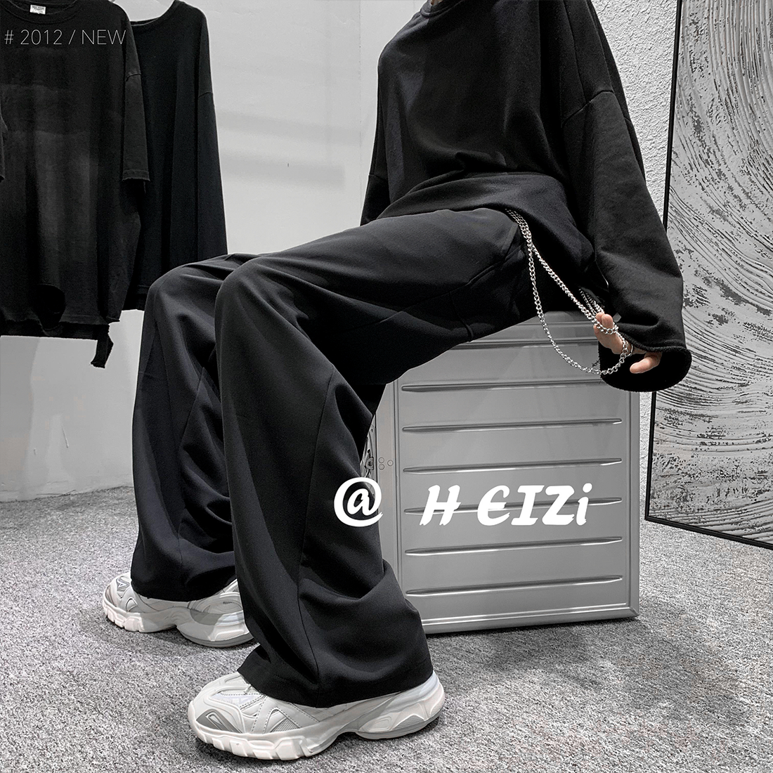 B327-K13-P50送裤链宽松休闲裤西装男女拖地裤休闲裤百搭裤子,男装西服套装,电商B327