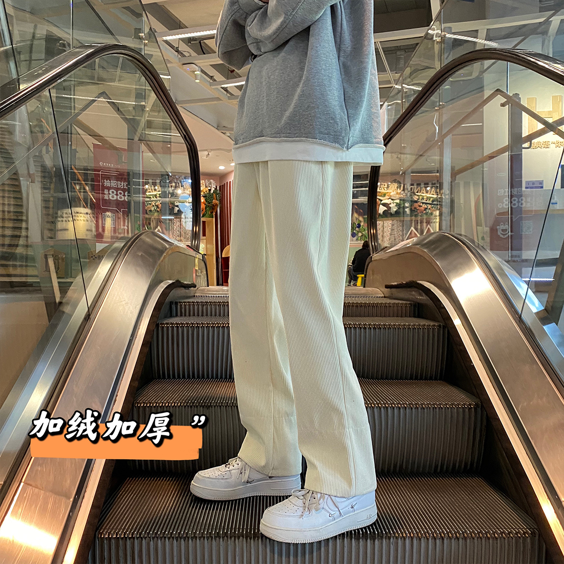 K32-p50加绒p60  秋冬加绒加厚灯芯绒休闲裤男士宽松直筒裤图片