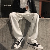 港风男女潮流百搭白色牛仔裤直筒休闲裤N23-P45加绒P55，男装牛仔裤，电商B327