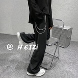 宽松休闲裤西装男女拖地裤情侣休闲裤黑色裤子B327-K13-P50送裤链，男装西服套装，电商B327