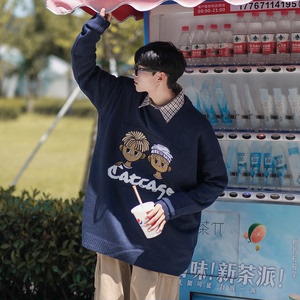 现货BKM14-P85  直播品质  男女宽松圆领套头毛衣刺绣毛线衫外套图片