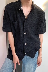 夏天男女中性潮流休闲短袖开衫毛衣 M01-P55  尺码M-3XL图片