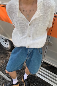 夏天男女中性潮流休闲短袖开衫毛衣 M01-P55   尺码M-3XL图片