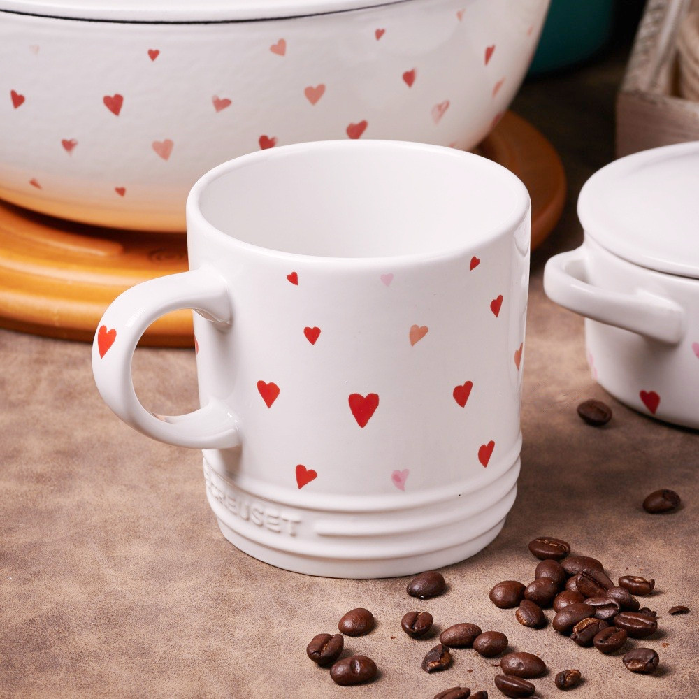法国Le Creuset/酷彩马克杯陶瓷咖啡杯心形图案茶水杯350ml限量版