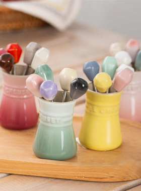 法国酷彩LE CREUSET水果叉子儿童下午茶餐具蛋糕甜品叉5件套