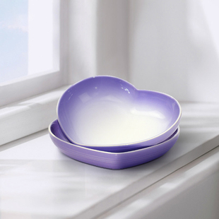 CREUSET创意心形盘炻瓷水果盘家用餐盘碟子22cm 法国酷彩LE 2件套