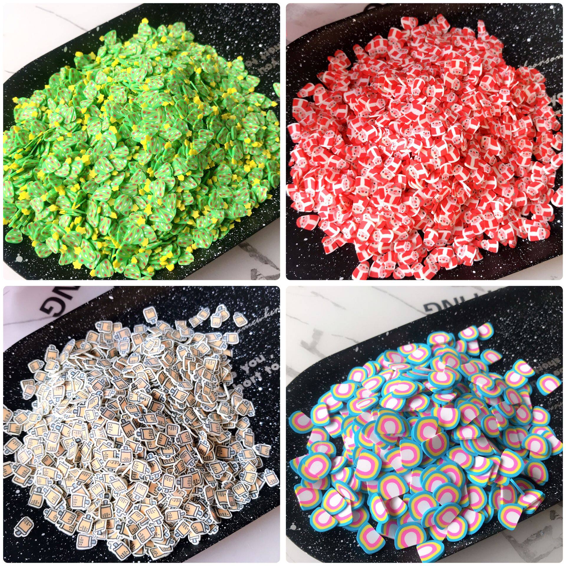 diy配件 创意软陶圣诞树彩虹史莱姆起泡胶填充物ins快手网红同款