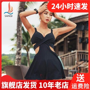 女连体泳衣20073 泳装 三奇裙式 连体泳衣保守游泳衣温泉聚拢大码