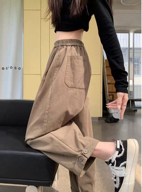 大码夏天薄裤子女2025新款梨形胖mm宽松哈伦九分裤速干运动休闲裤