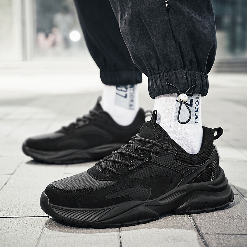 加大码男鞋45 46 47 48码透气网鞋特大号休闲运动鞋男跑步鞋全黑