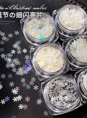 圣诞节细闪亮片美甲饰品网红爆闪轻奢细沙雪花指甲贴片装饰品