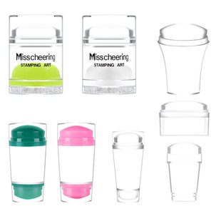 美甲硅胶印章镭射缩印透明大刮板硅胶印章头美甲印花合集