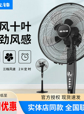 先锋电风扇DD1707/FS40-17D摇头落地扇大风力智能10风叶家用静音