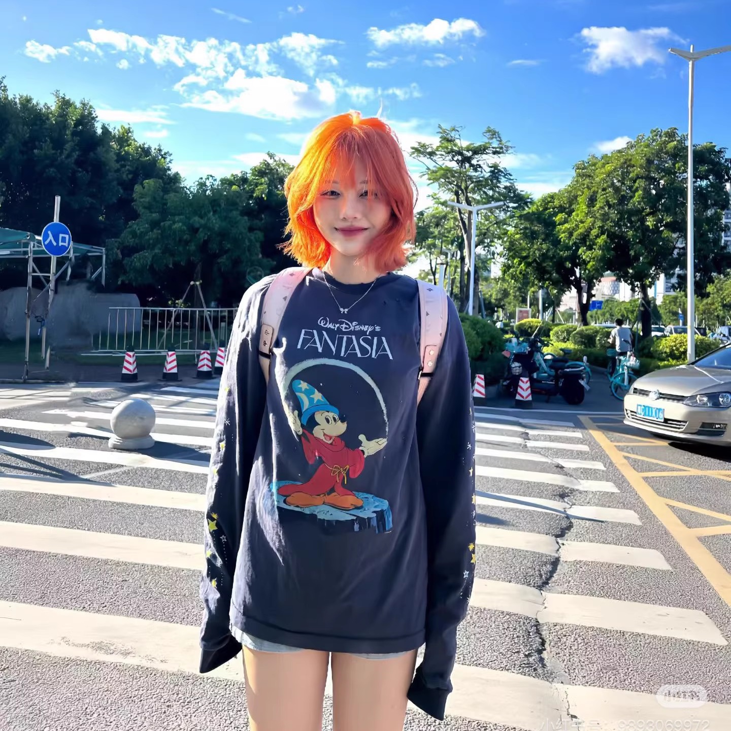 SAINT Mxxx米奇幻想曲日晒褪色做旧破坏复古全棉宽松休闲长袖T恤