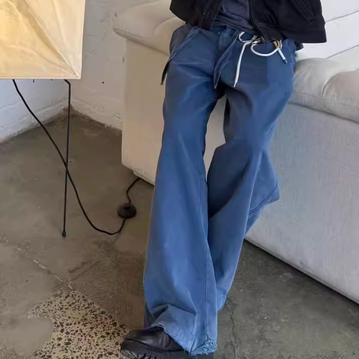 重磅老钱风ERL蓝色法工裤