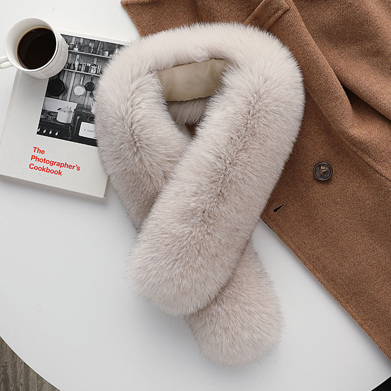 狐狸毛新款围巾女冬季网红款时尚加长厚实保暖气质狐狸毛围脖真皮