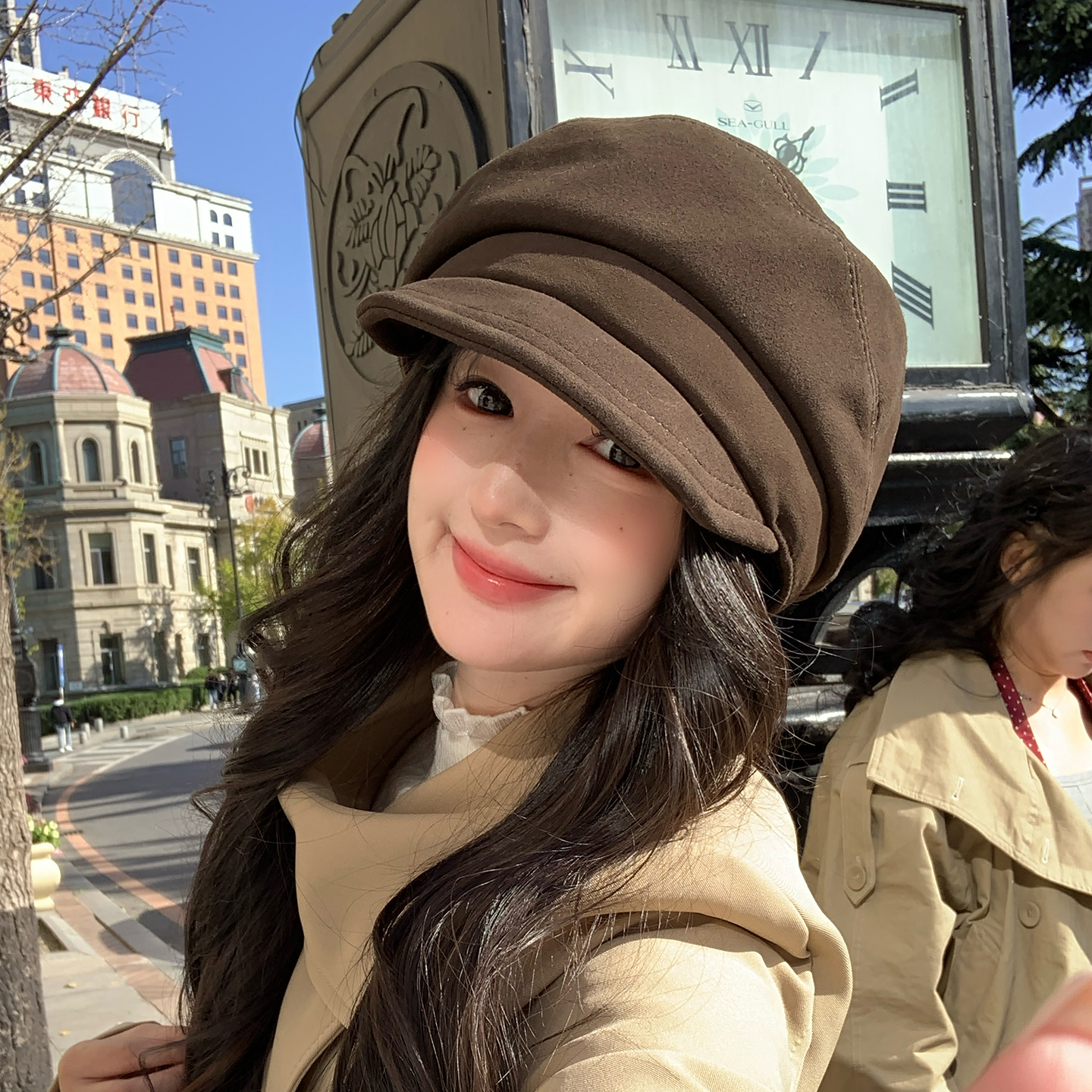 留学千金小众氛围感复古绿鸭舌帽