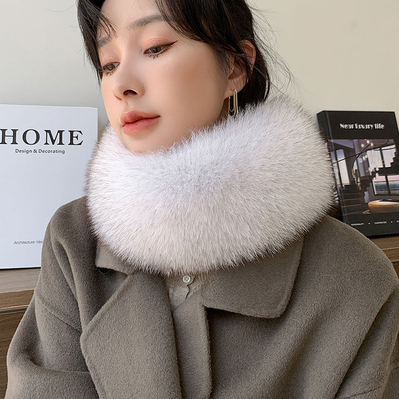韩版女冬季狐狸毛加宽磁扣围脖整皮真毛毛领保暖皮草时尚百搭围巾