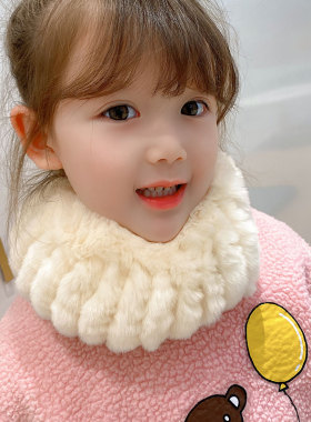 韩版皮草儿童男女小围脖冬季新款女士围脖獭兔毛弹力保暖围巾百搭