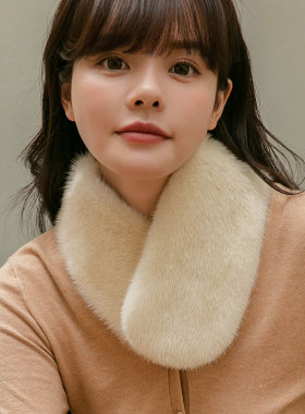 韩版新品水貂围巾女秋冬保暖短脖套整貂皮吸扣毛领气质围脖真毛