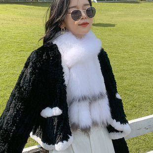 韩版柔软狐狸毛小尾巴围巾真毛毛皮草围脖白色女冬季时尚韩国围巾