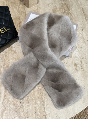 气质天鹅绒级双面水貂毛围巾小母貂轻奢皮草围脖女士百搭裘皮