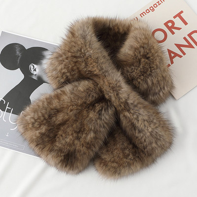 韩版原色紫貂皮毛领双面编织加厚纯色女秋冬亲肤柔软皮草围巾围脖