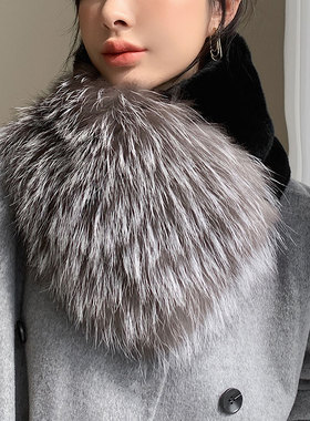 韩版双面獭兔毛皮草毛毛围巾狐狸毛气质毛领子真毛围脖女秋冬通用