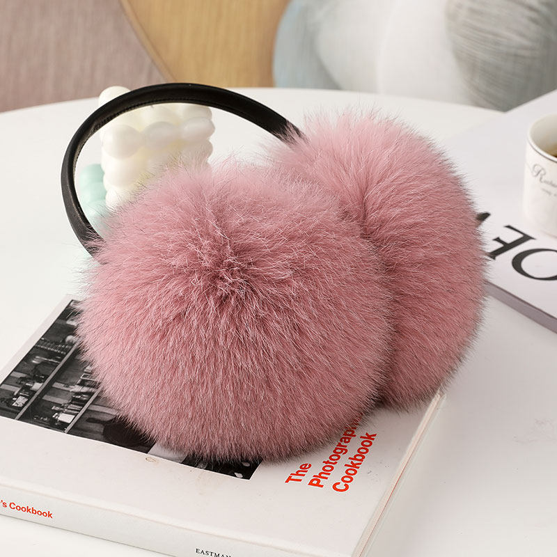 冬季保暖皮草耳罩女狐狸毛耳套耳捂耳包耳暖护耳折叠男女情侣耳环