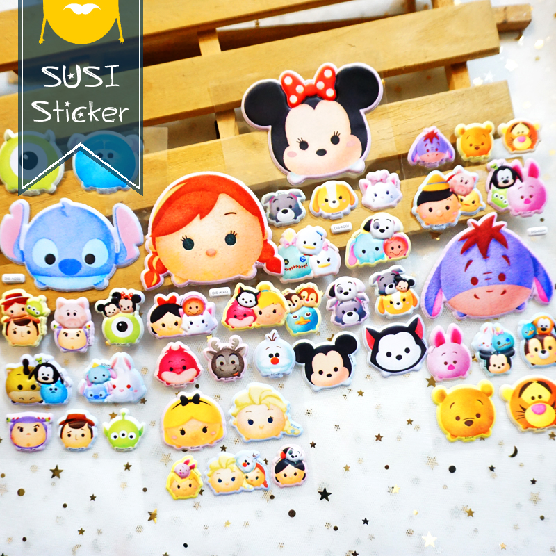 TSUM TSUM 大头海绵贴 冰雪维尼史迪仔 儿童卡通立体公仔泡泡贴纸