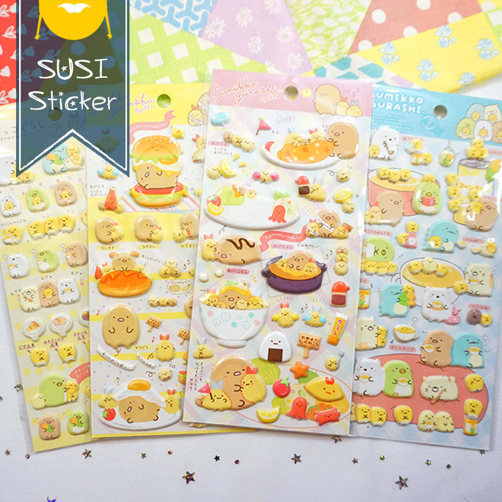 角落生物 日单立体泡泡贴纸 超可爱软软贴画 手机笔记本家居装饰