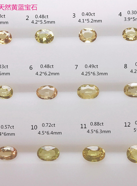 全净天然黄色蓝宝石裸石镶嵌金银戒指吊坠4*5MM4*6MM5*6MM