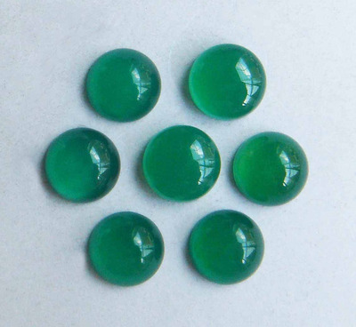 色泽滋润 满绿色蛋面绿玉髓裸石戒面正圆形 10MM