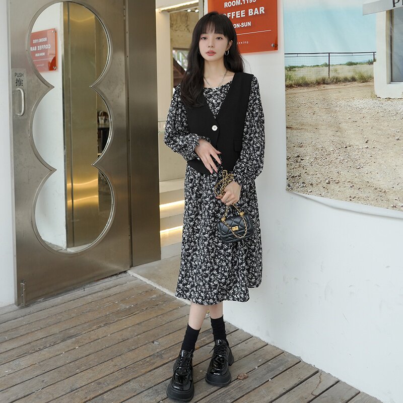 已出货226-A168-P1252025春季中长款连衣裙+马甲女178,女装连衣裙,惟卡贝娜