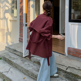 时尚红休闲气质风衣外套女2025早春新款松弛感时髦洋气上衣，女装风衣，惟卡贝娜