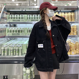 独特超好看黑色廓形短款牛仔外套女春秋2025年新款高级感休闲夹克图片